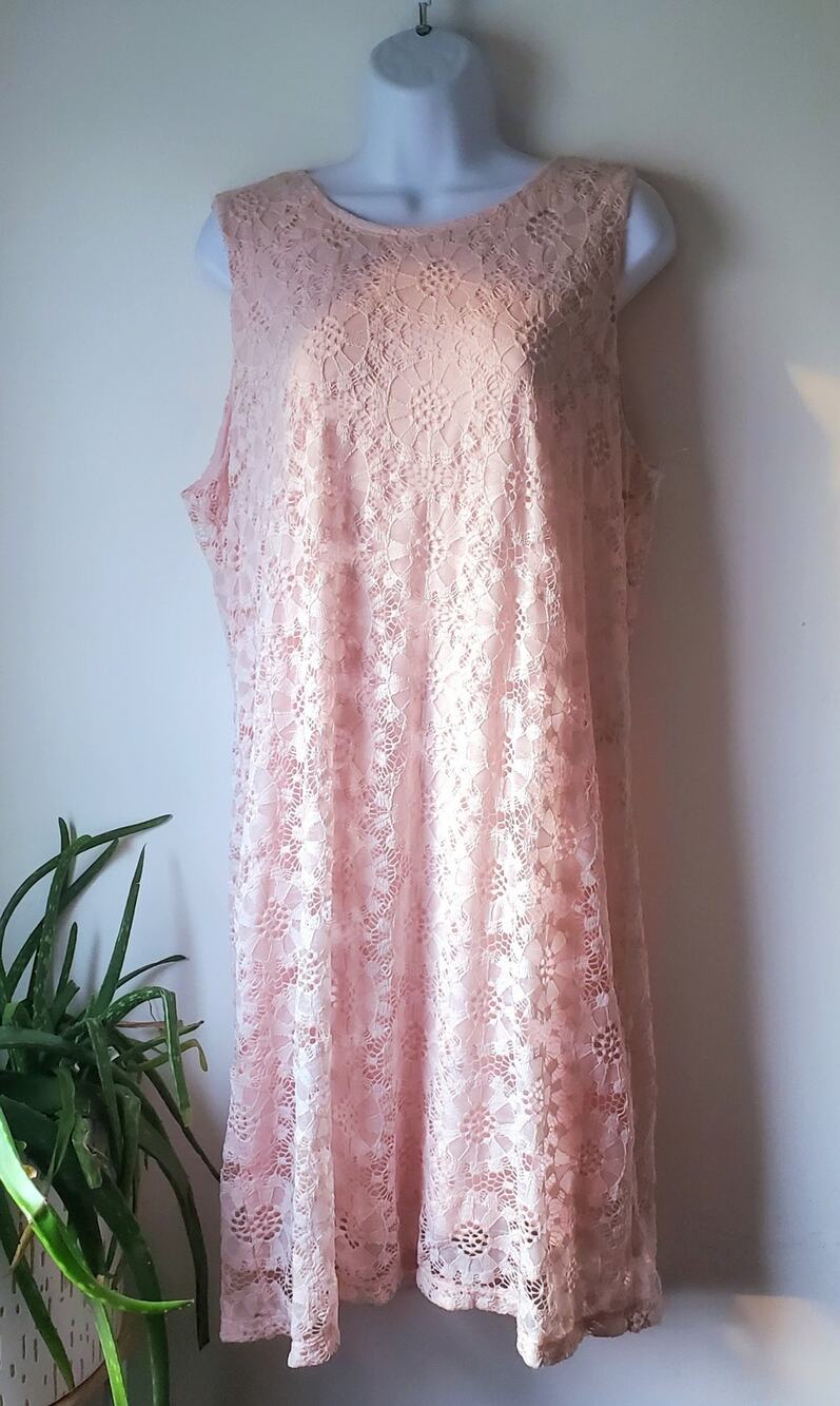 Ronni Nicole MWOT Womens Pink Lace Dress Size XL Feminine Boho Classic Preppy